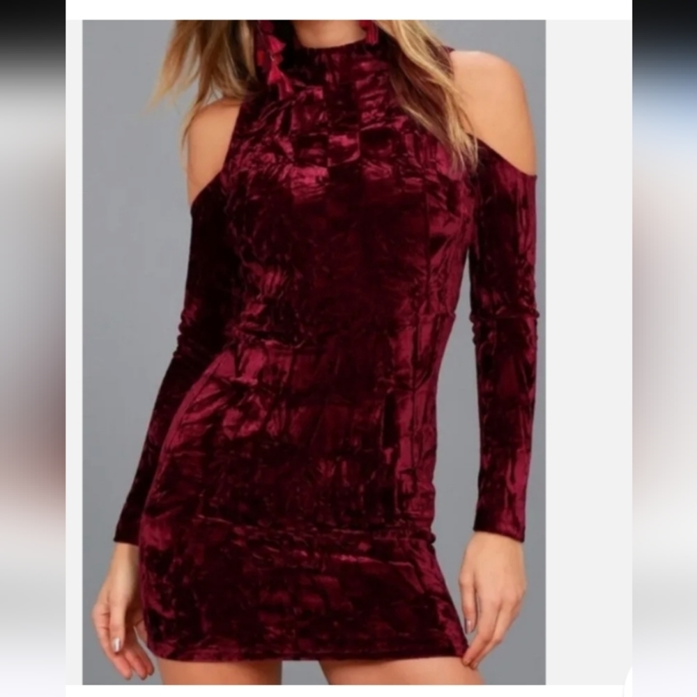 Lulu's Burgundy Velvet Mini Dress
